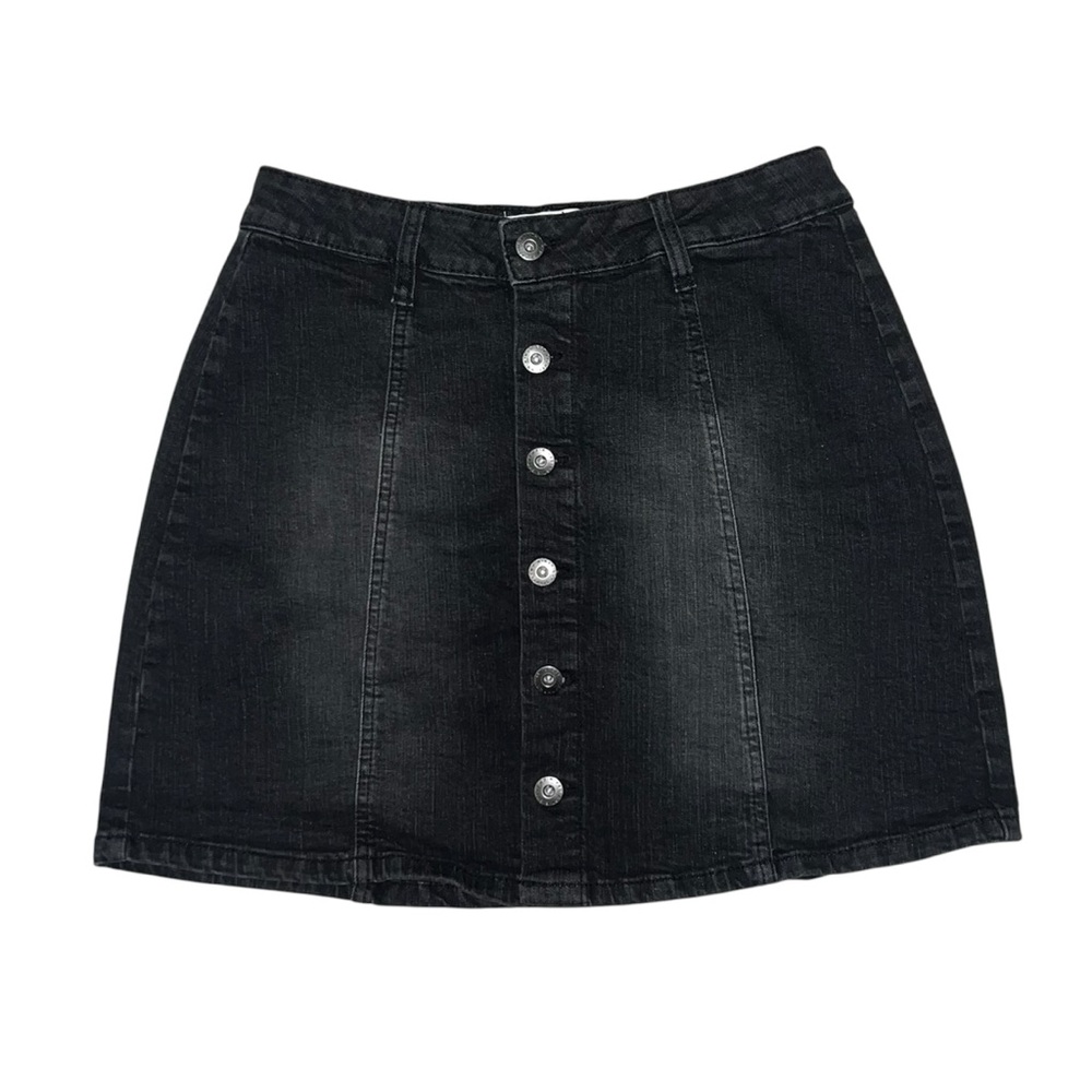 Black Denim Button-up Mini Skirt Women’s Size Medium Alt Acubi Streetwear Cute